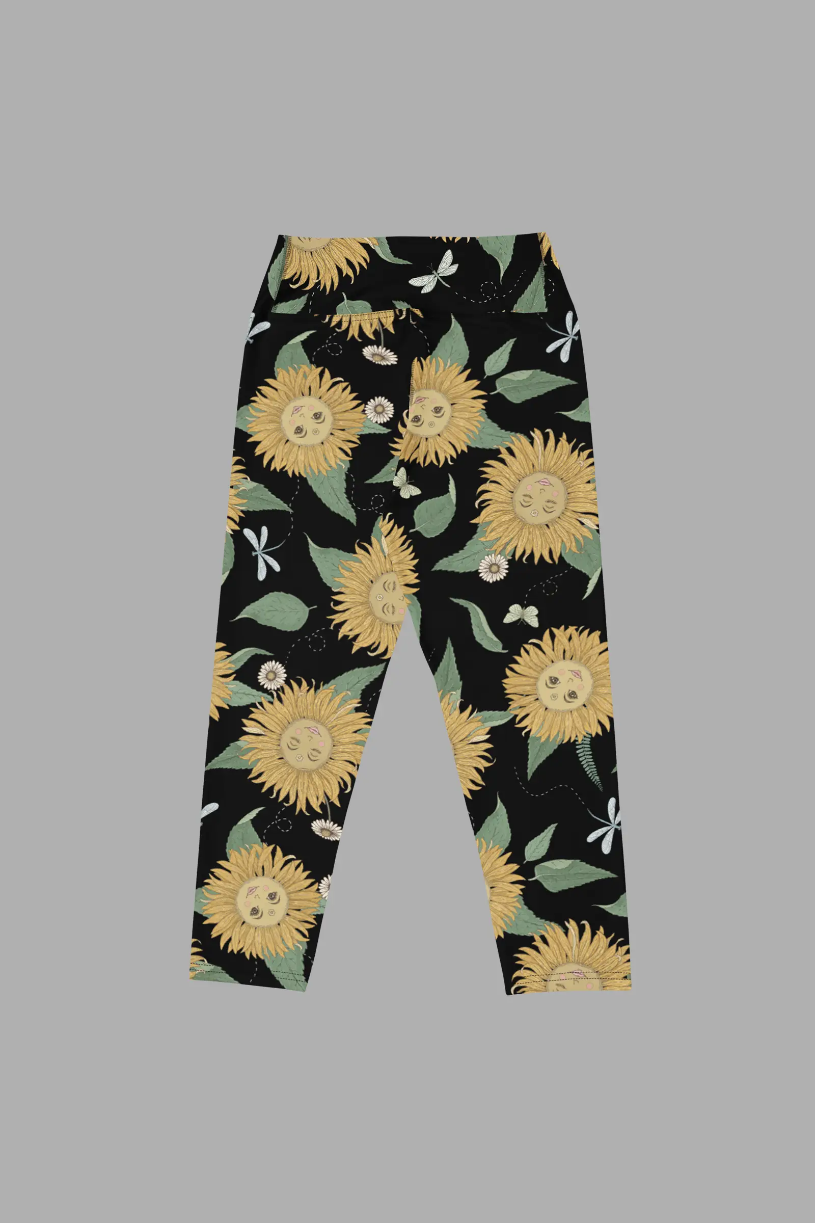 sunflower daze print yoga capri leggings