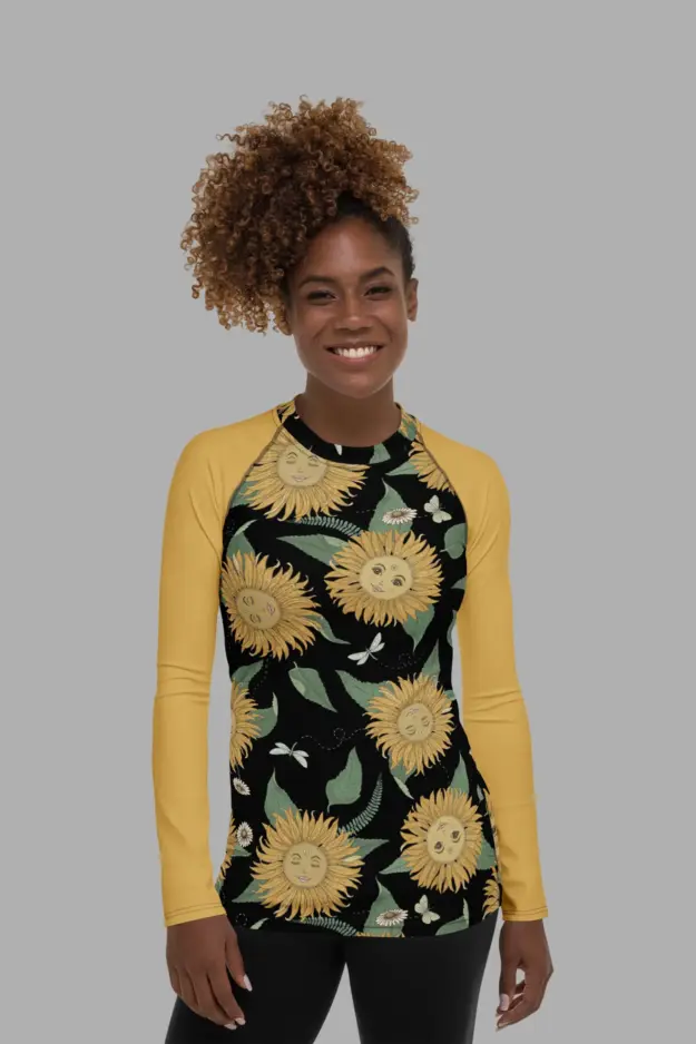 sunflower daze print rash guard front