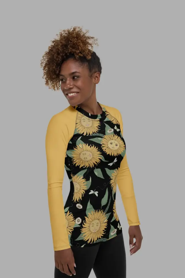 sunflower daze print rash guard side