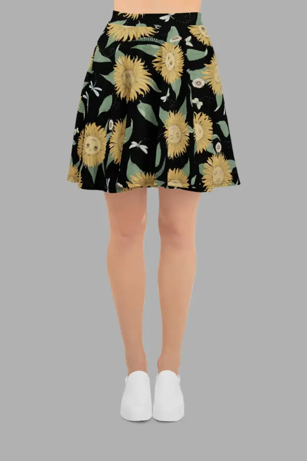 sunflower daze print skater skirt