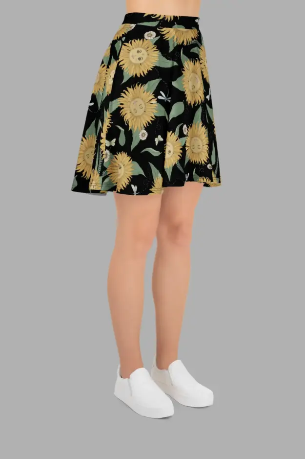 sunflower daze print skater skirt