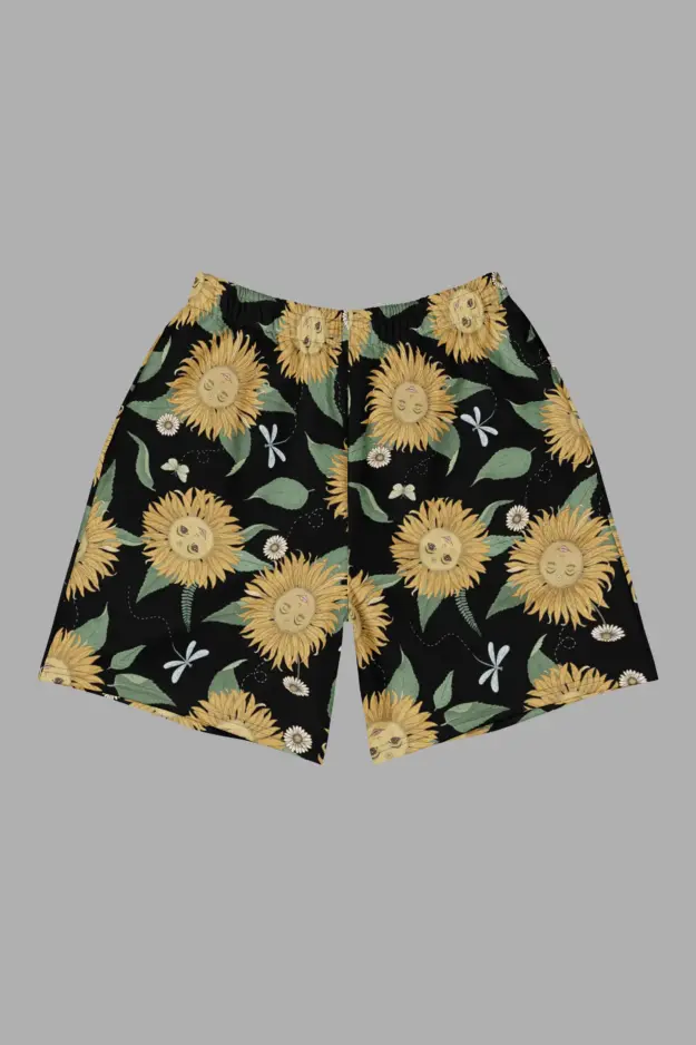 sunflower daze print unisex long athletic/ swim shorts
