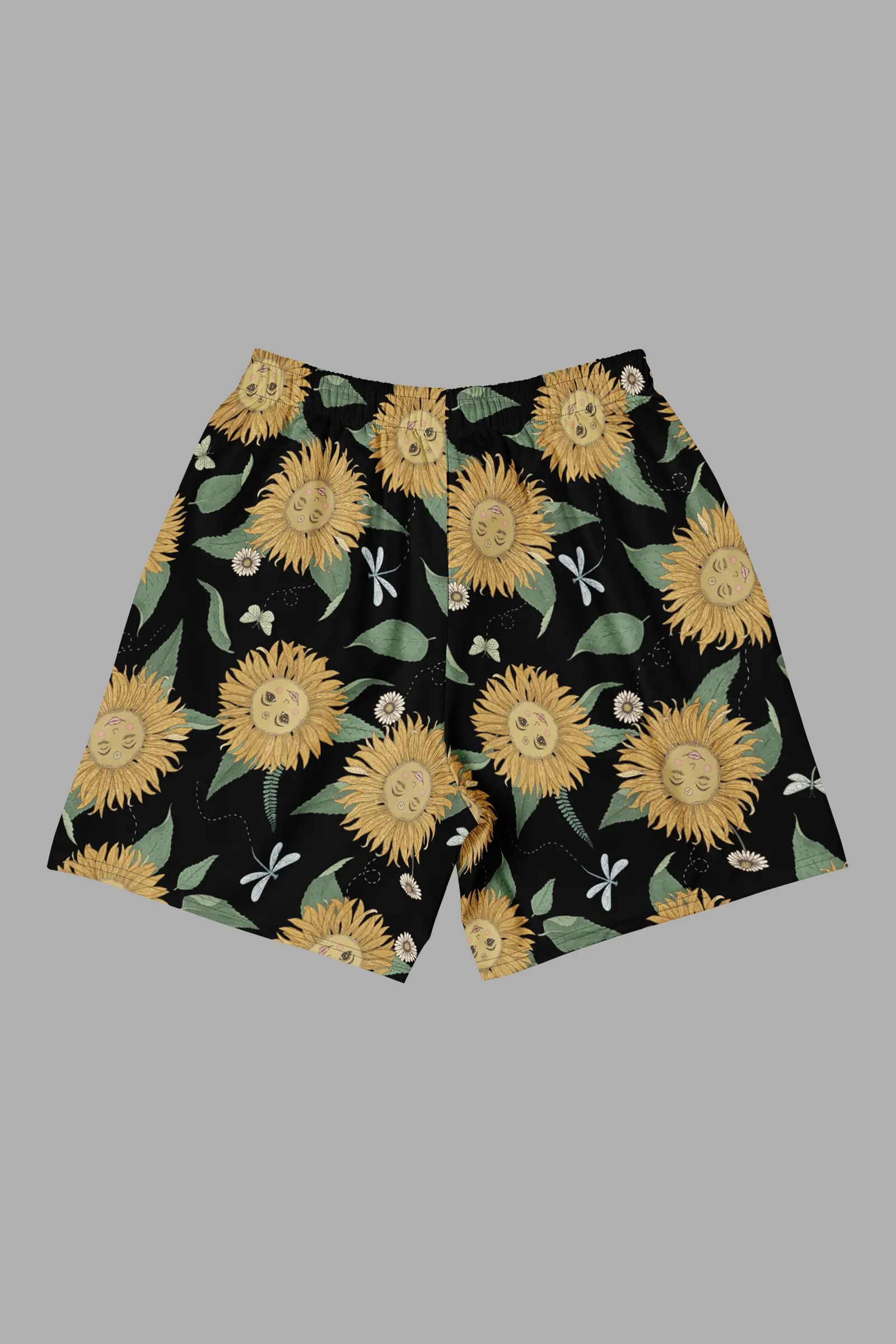 sunflower daze print unisex athletic long shorts