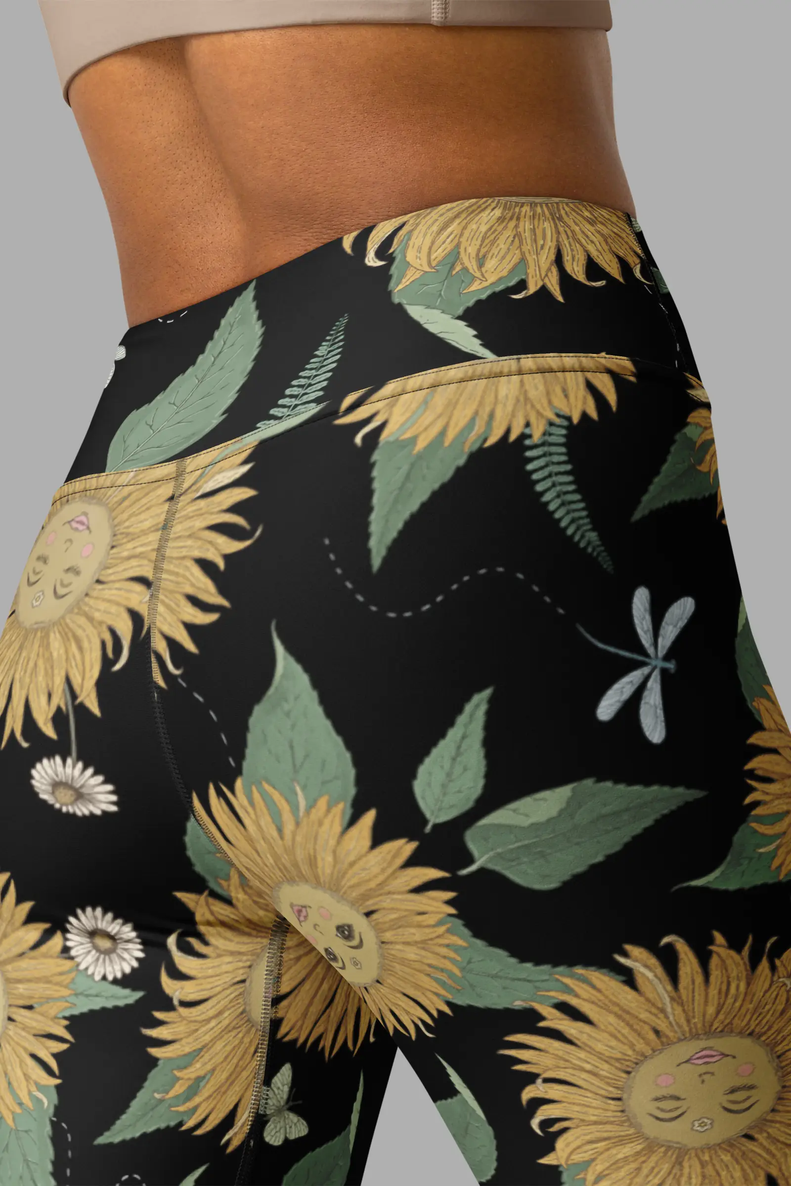 sunflower daze yoga leggings back close