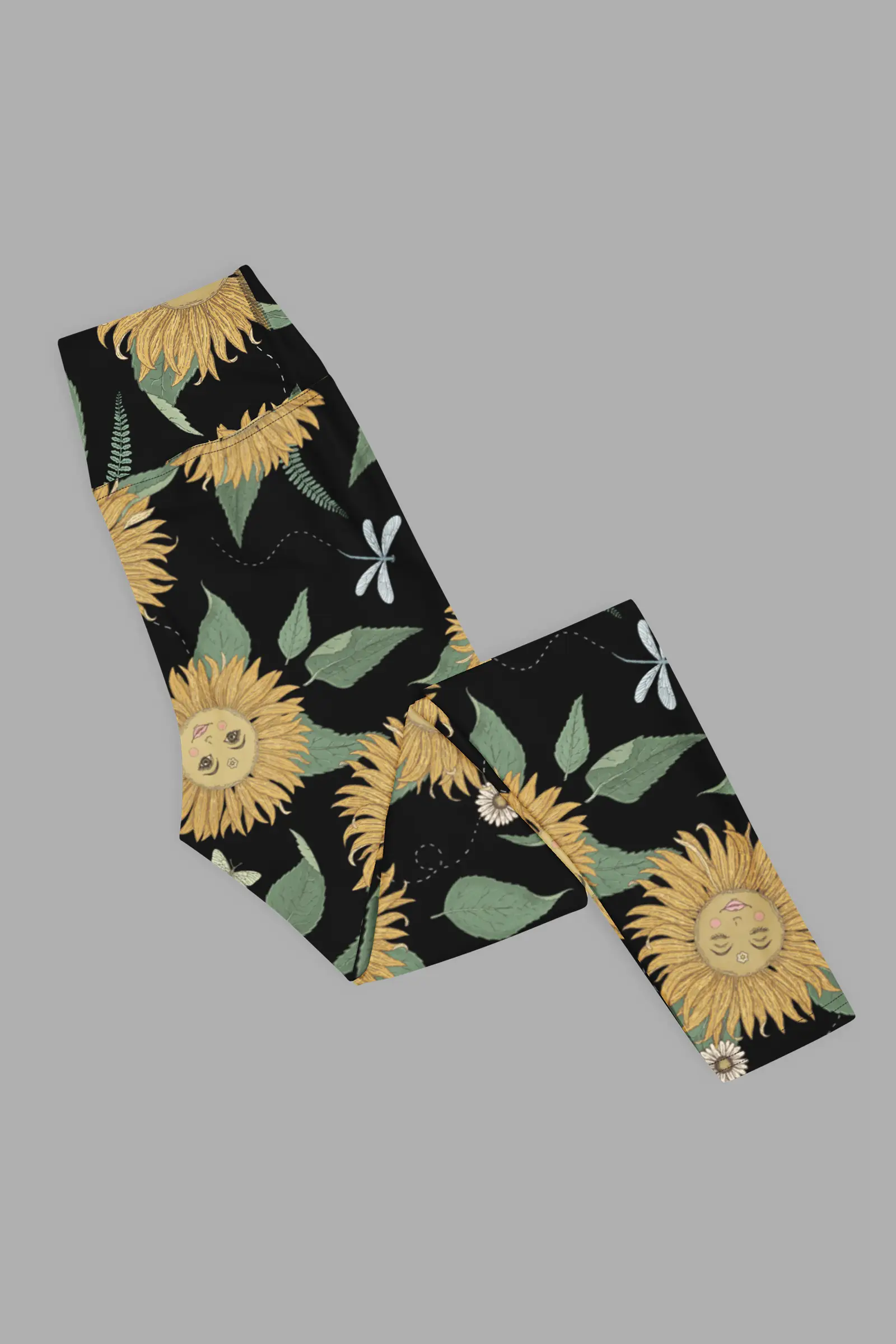 sunflower daze yoga leggings flat