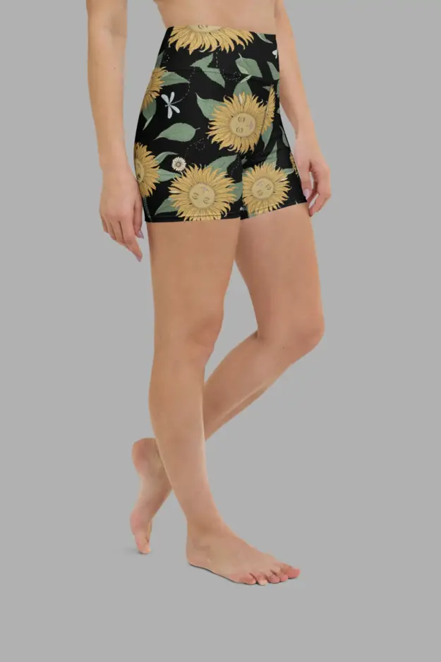 sunflower daze yoga shorts side