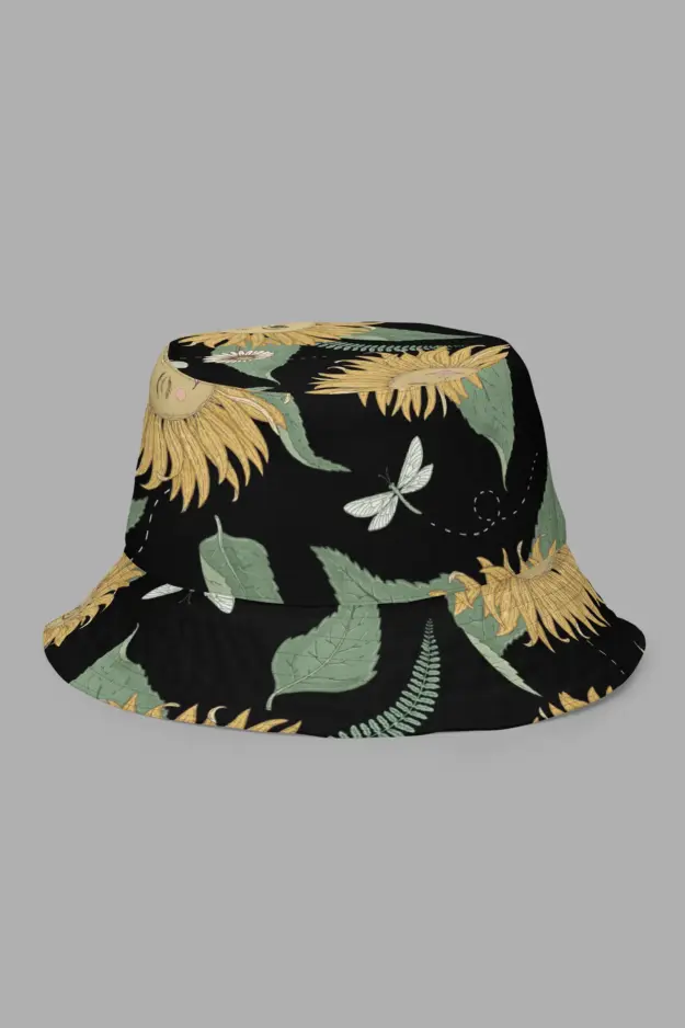 sunflowet daze print reversible bucket hat 1