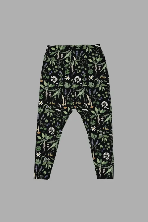 wiccans herbal print plus size leggings 2