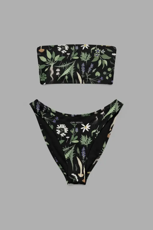 wiccans herbal print recycled bandeau bikini 3