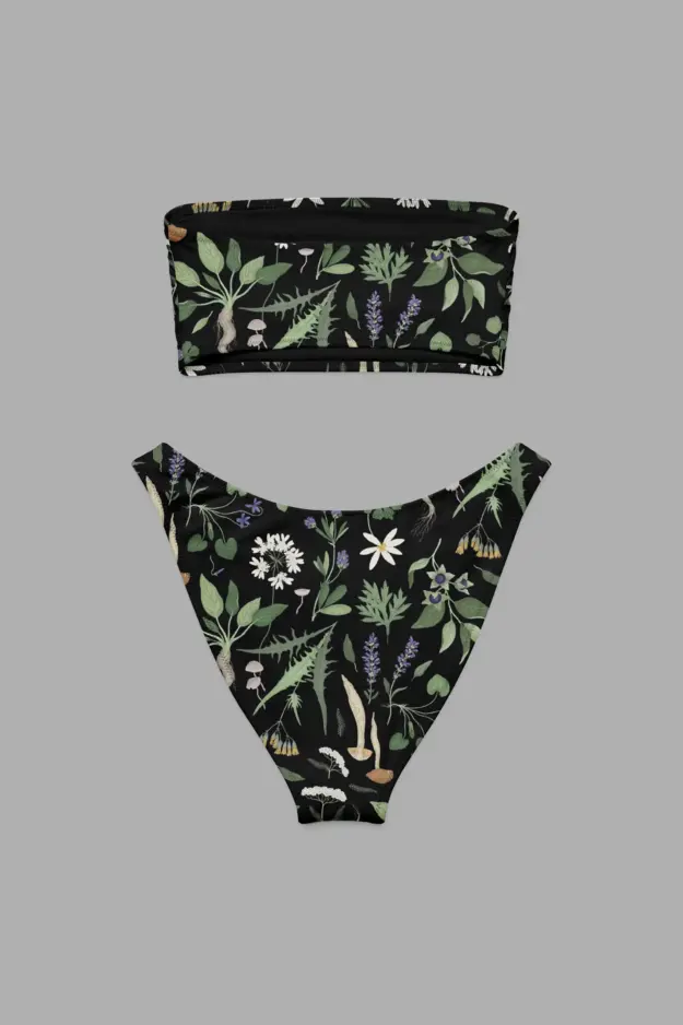 wiccans herbal print recycled bandeau bikini 4