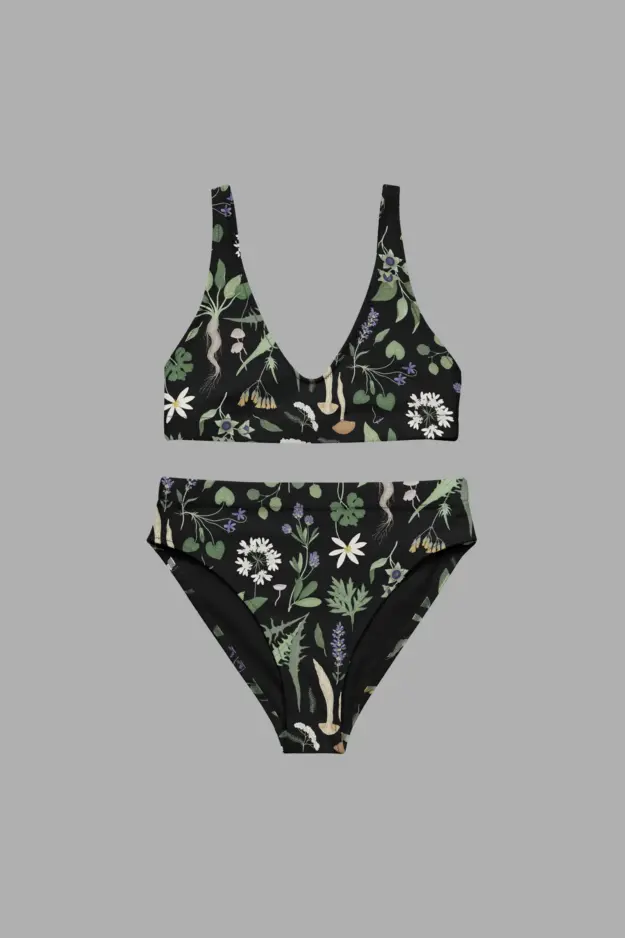 wiccans herbal print recycled high waisted bikini 1