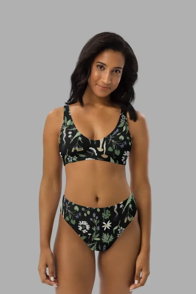 wiccans herbal print recycled high waisted bikini 3