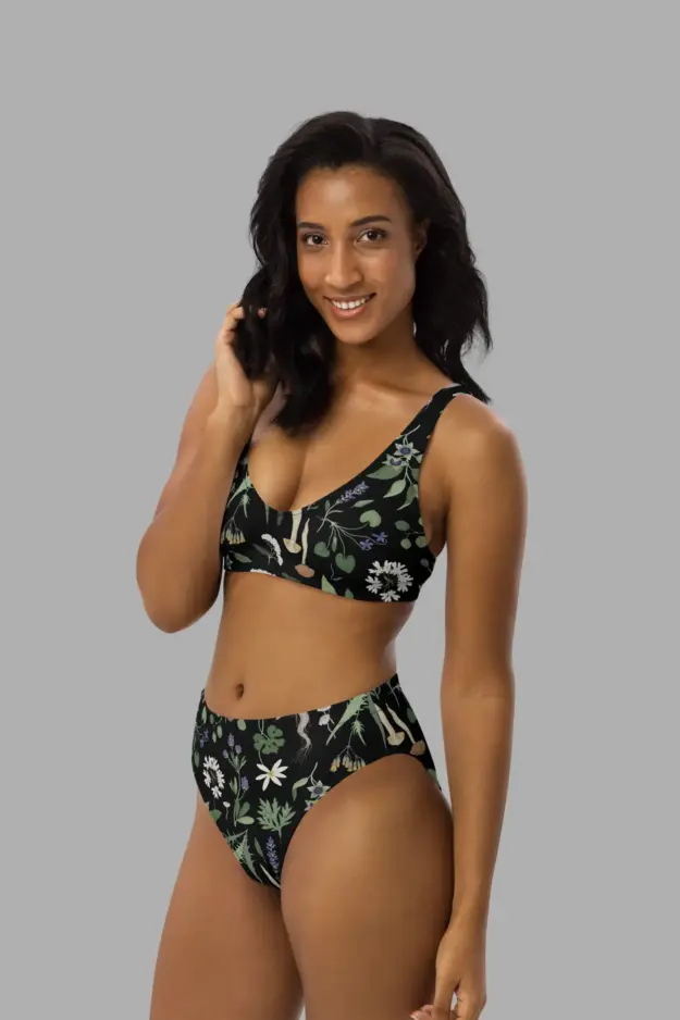 wiccans herbal print recycled high waisted bikini 4