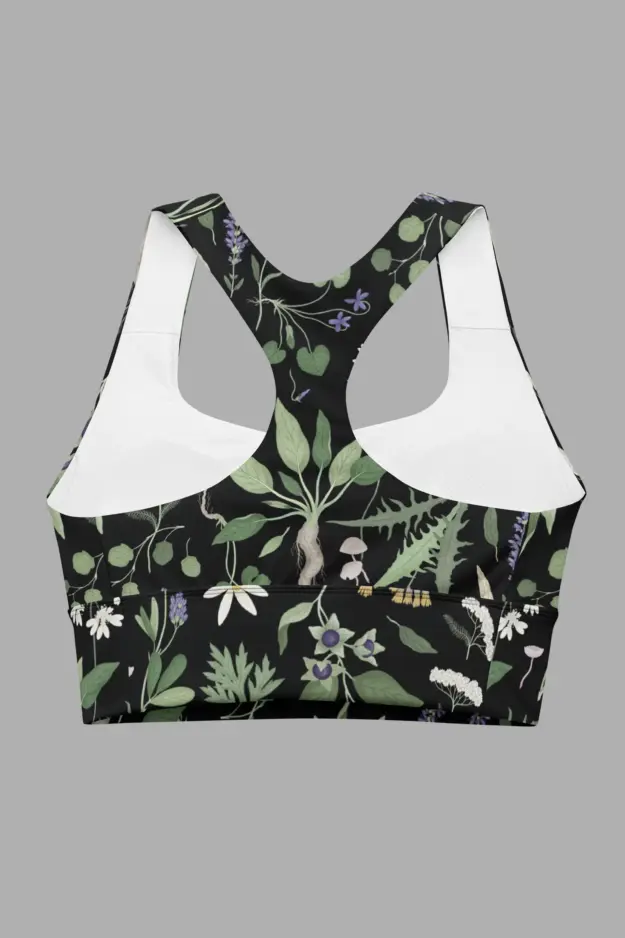 wiccans herbal print recycled longline sports bra 5