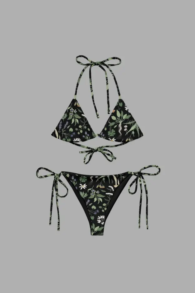 wiccans herbal print recycled string bikini 1