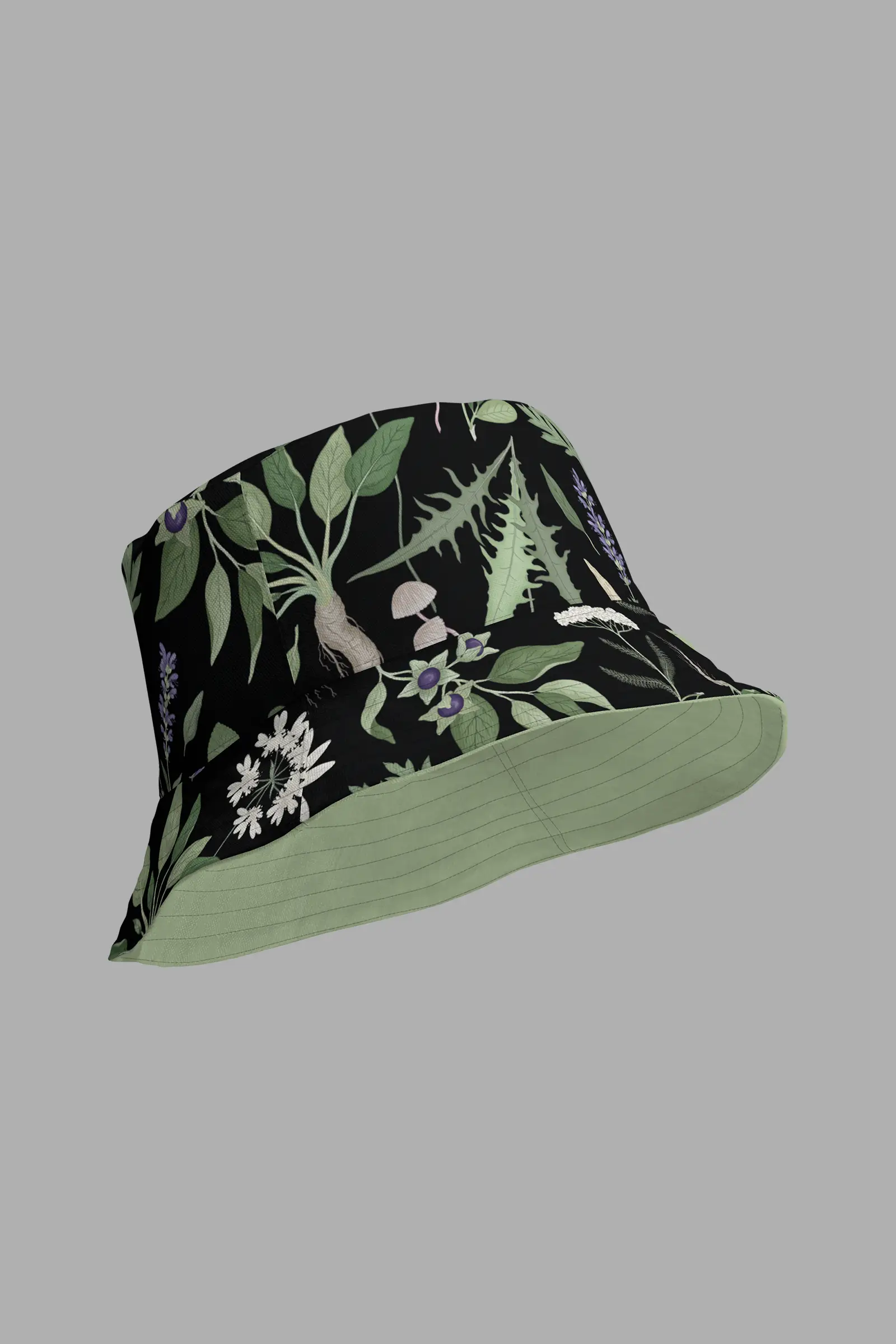 wiccans herbal print reversible bucket hat 3