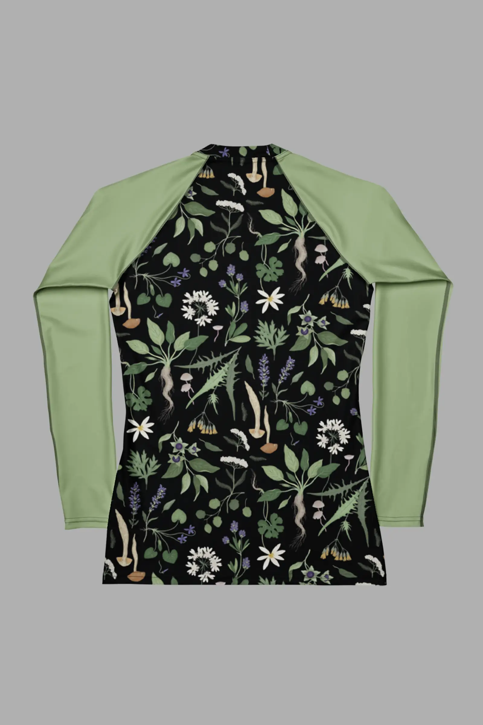 wiccans herbal print womens rash guard 2