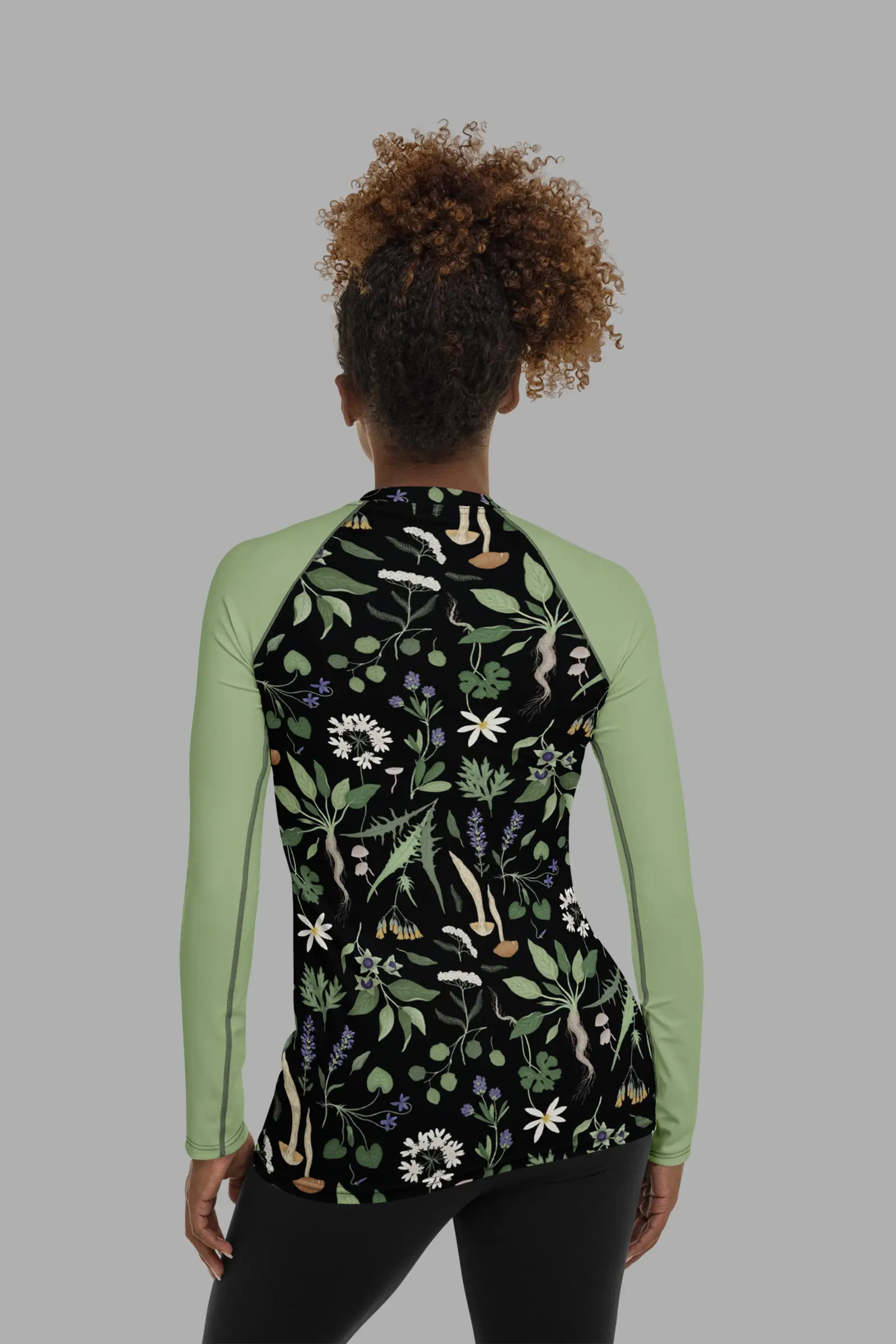 wiccans herbal print womens rash guard 5