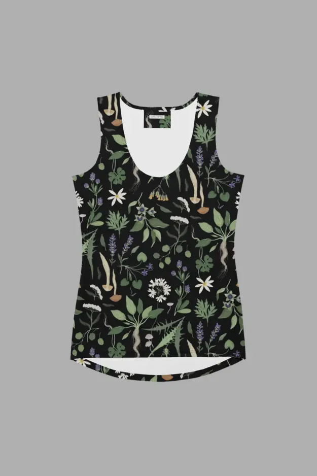 wiccans herbal print womens tank top 1
