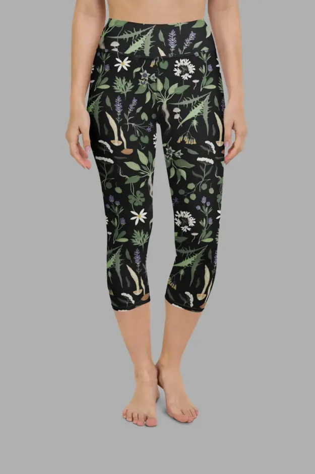 wiccans herbal print yoga capri leggings 3