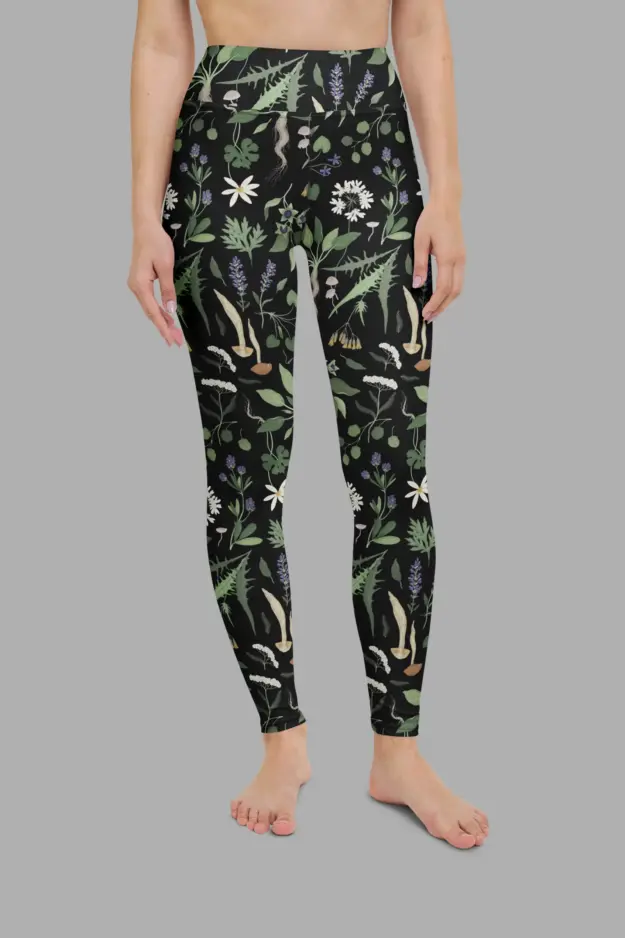 wiccans herbal print yoga leggings 1