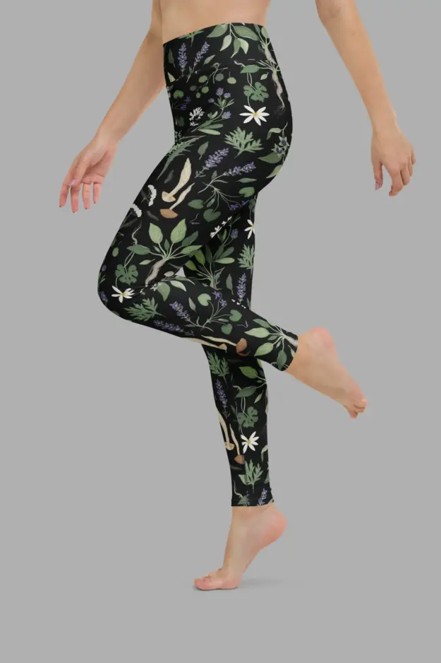 wiccans herbal print yoga leggings 2