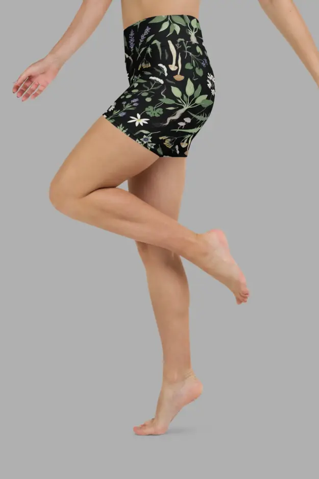 wiccans herbal print yoga shorts 4