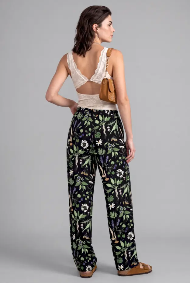wiccans herbal print unisex wide leg pants