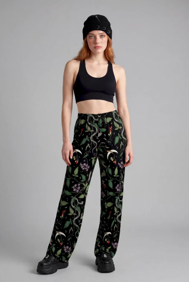 nightshade print wide leg pants