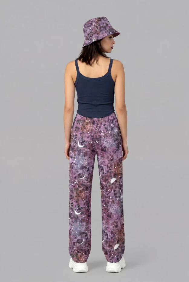 stormy celeste print unisex wide leg pants