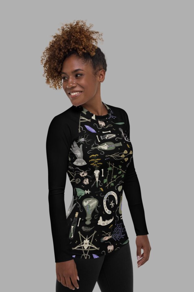 witches altar print rash guard side